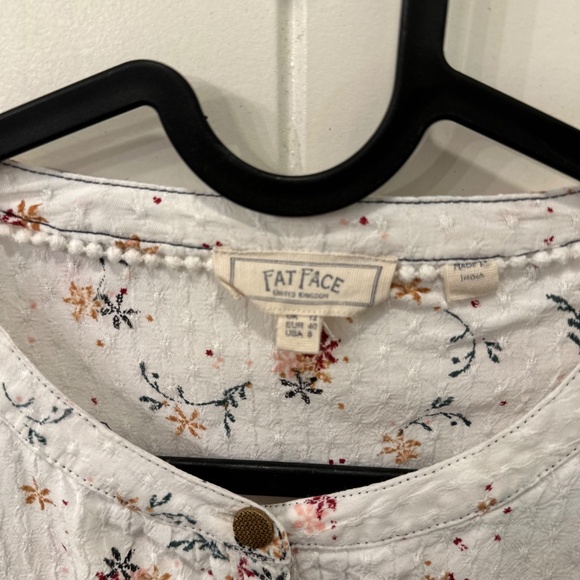 Fat Face White Floral Blouse sz 8 - Picture 3 of 5